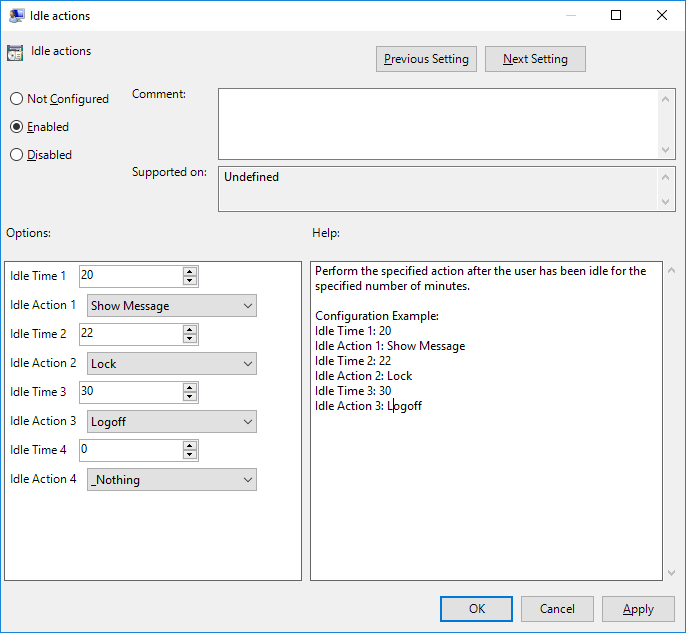 Group Policy settings